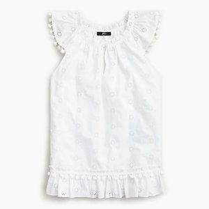 J.Crew Eyelet pom-pom top in cotton poplin
